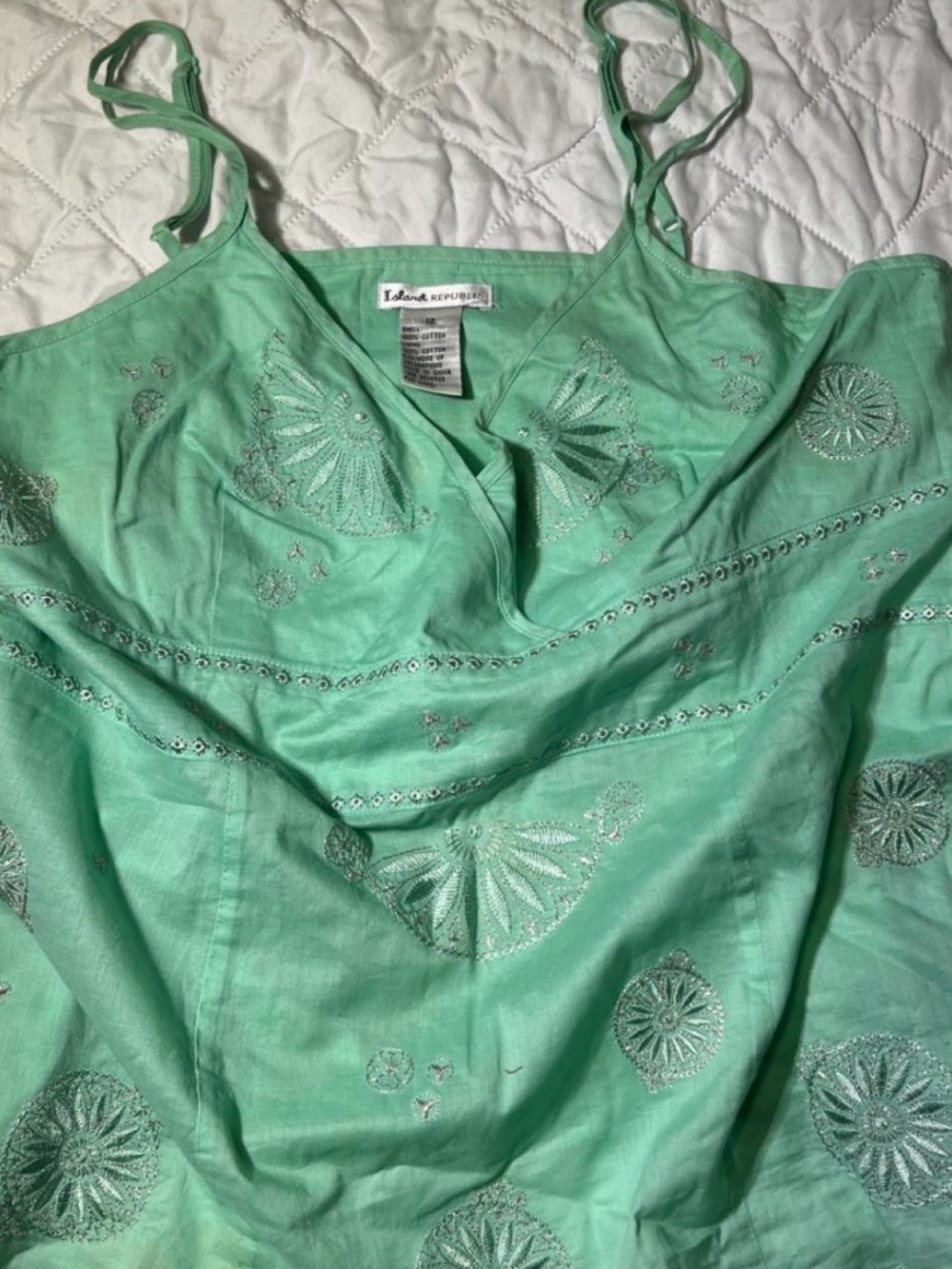 Island Republic Mint Green Embroidered Cami Top